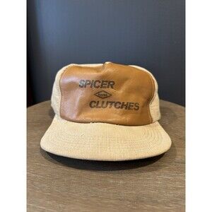 Vintage Spicer Clutch Snapback Hat Made In USA Dana Axle Leather/Corduroy Cap